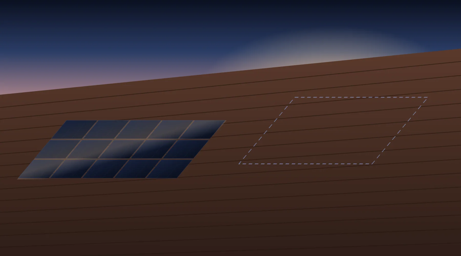 Illustration of an existing rooftop solar array with open roof space beside it.